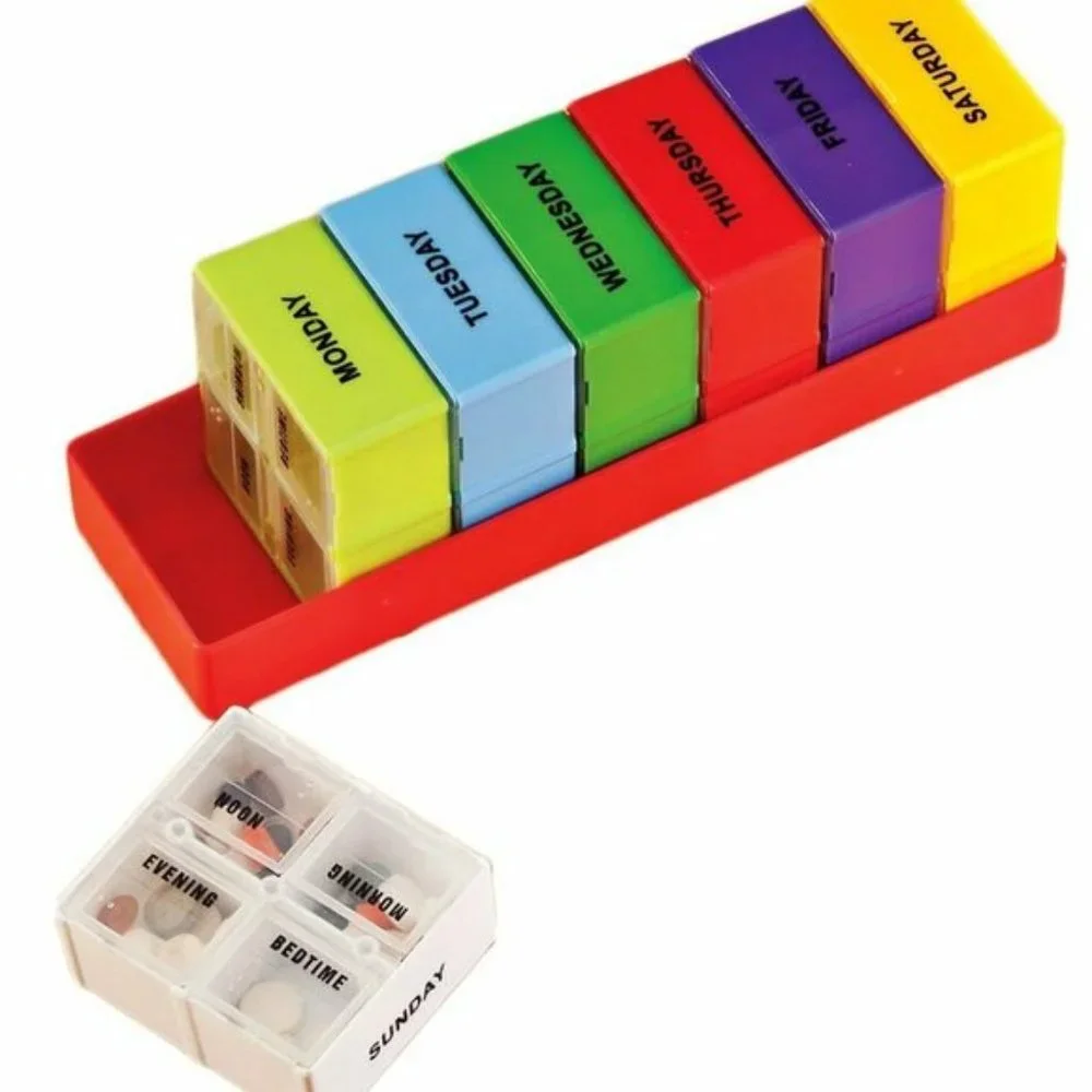 FineLife 7 Day Weekly Pill Organizer AM PM Vitamin Medicine Storage Travel Case
